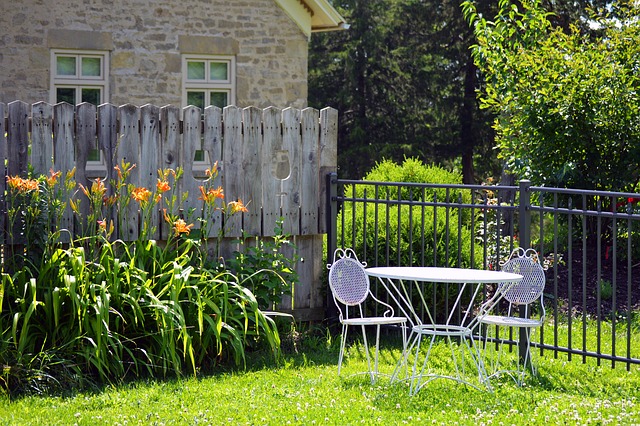 Garden table and fence