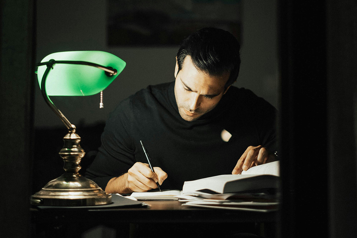 Man Writing Desk